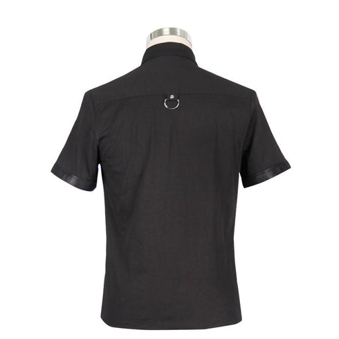 SiaLinda for Men: Hemd Heidar, kurzärmlig, kreuzförmige Druckknöpfe, schwarz - SiaLinda.com